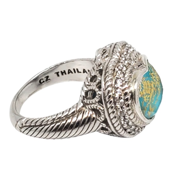 Judith Ripka Sterling Silver Heart Shaped Turquoise Doublet Ring Size 7 #21158 - Picture 4 of 9